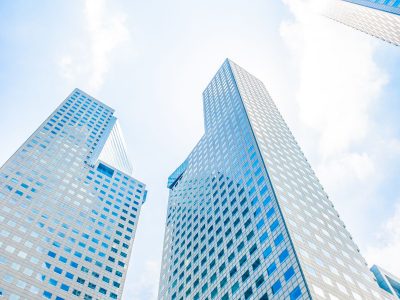 Skyscraper building at singapore - bright light processing style pictures